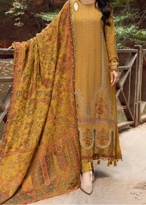 Grace W857-Embroidered 3pc Marina Dress With Printed Shawl.