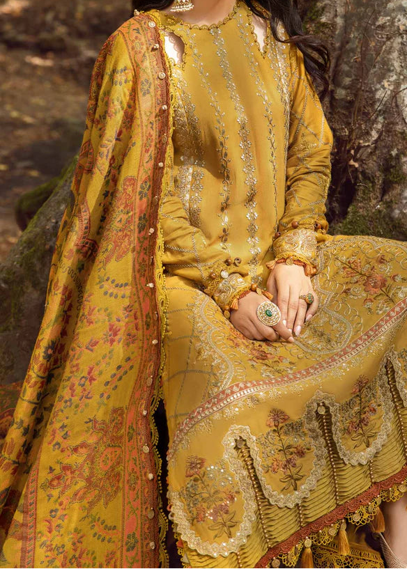 Grace W857-Embroidered 3pc Marina Dress With Printed Shawl.