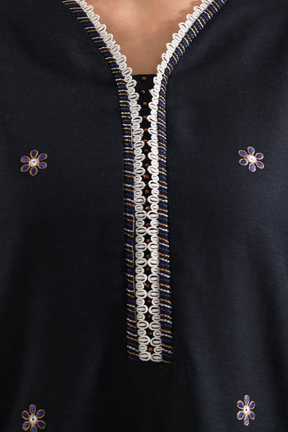 Solid Embroidered Khaddar Stitched 3 Piece