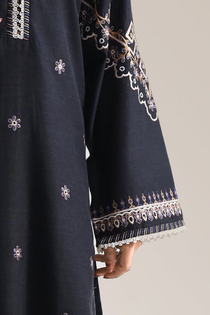 Solid Embroidered Khaddar Stitched 3 Piece